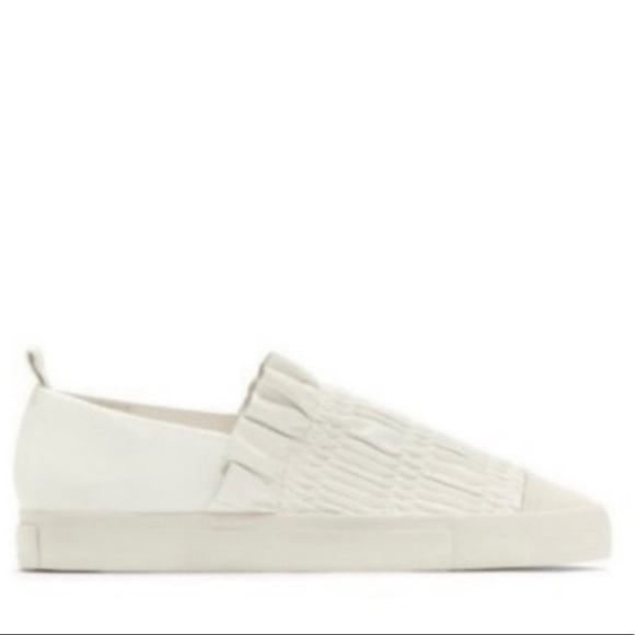Mercedes Castillo Antionetta Platform Cream Ruffle Leather Slip On Sneakers 10 - Picture 7 of 7
